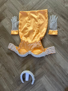 Scattered Pearl dress INCLUDING headband and gloves.