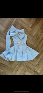 Bow one shoulder dress with sleeve