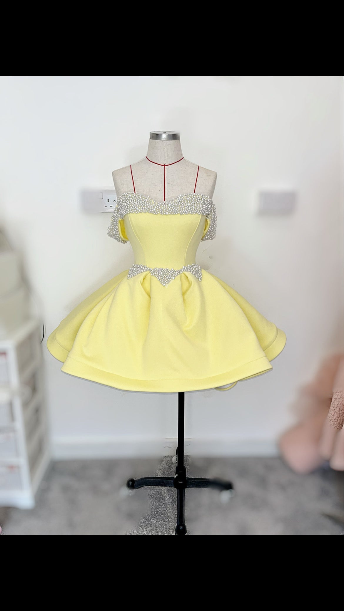 Pearl detailed skater dress