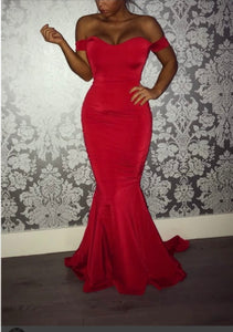 Bardot sweetheart floor length dress
