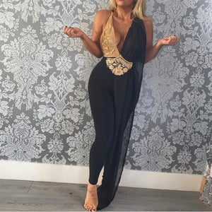 Laced bust drape front jumpsuit