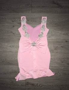 Backless ruffle bottom dress