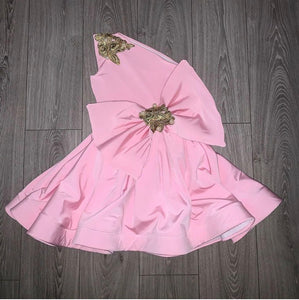One shoulder bow skater dress