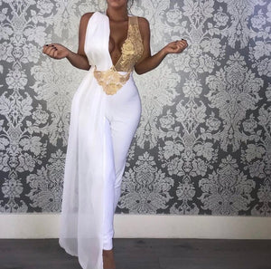 Laced bust drape front jumpsuit
