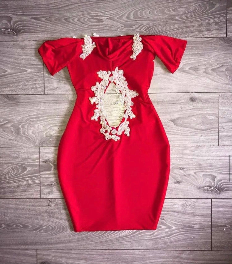 Off shoulder diamond dress