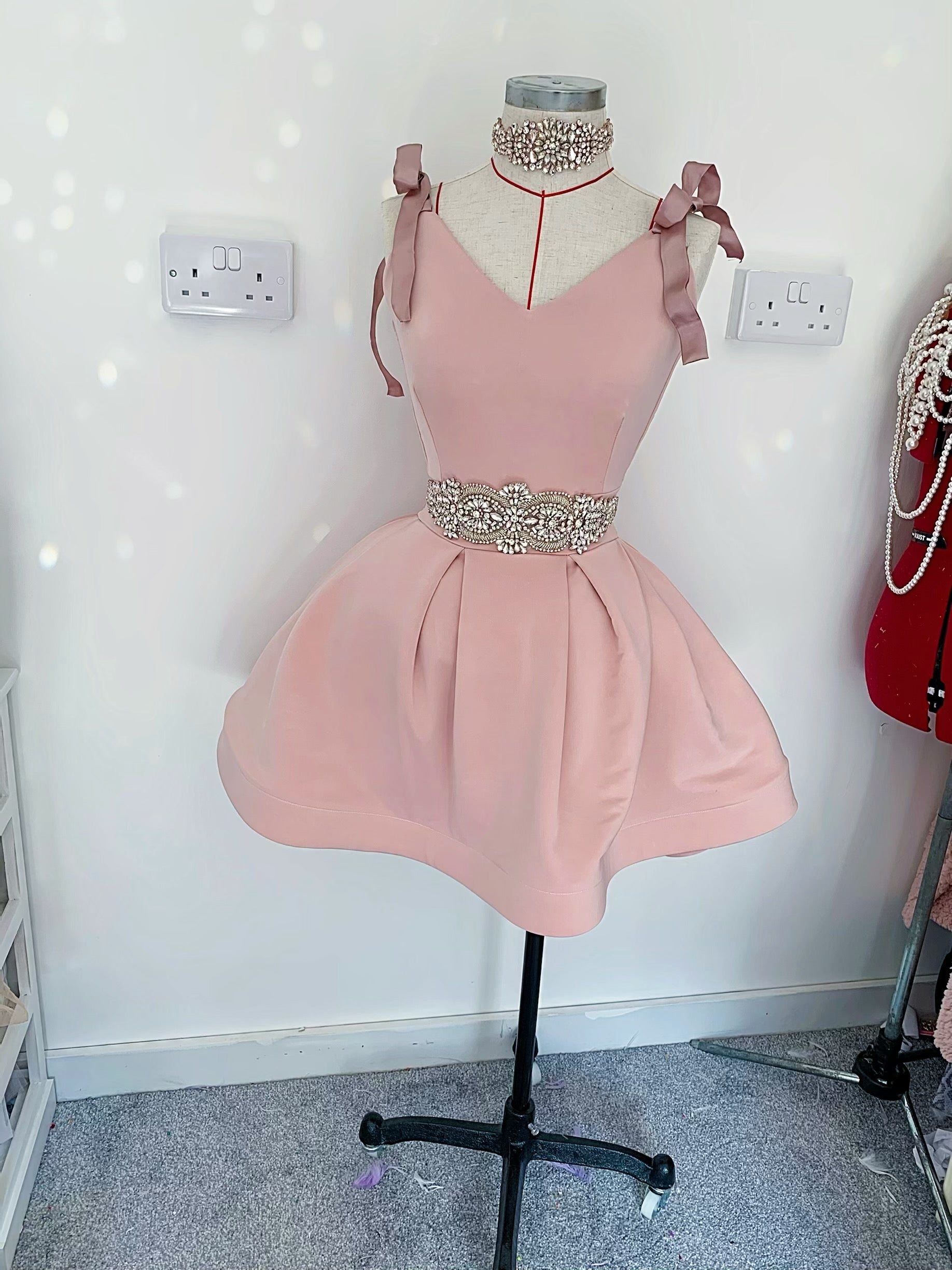 Bow strap skater dress
