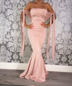 Long tie off shoulder dress
