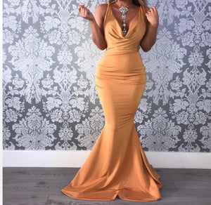 Drape front and back Floor length dress