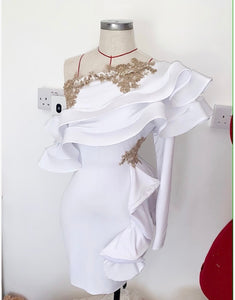 One shoulder ripple dress